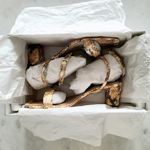 SANDRO Maeva Snake-Effect Leather Sandals, Size 8, Multicolor, NIB - Picture 7 of 12